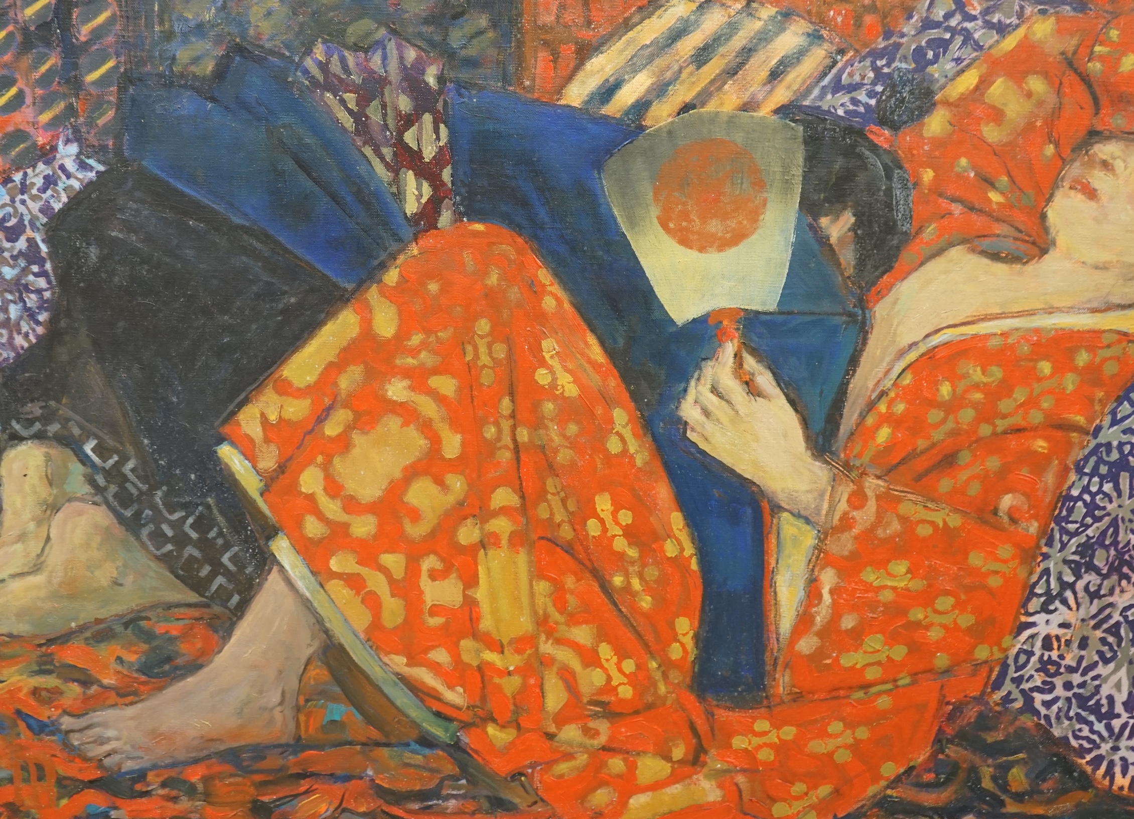 John Speirs, oil on canvas, 'Crimson and Fragrant', signed and dated 2011 verso, 60 x 80cm, unframed. Condition - fair to good, some minor scuffing